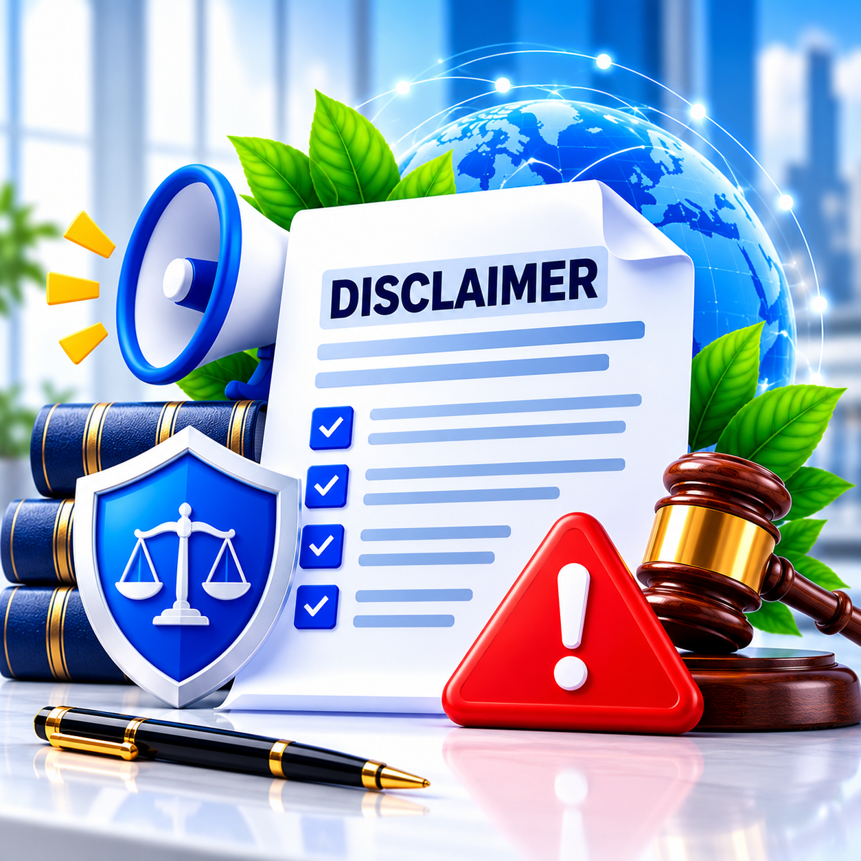 disclaimer document and legal symbols